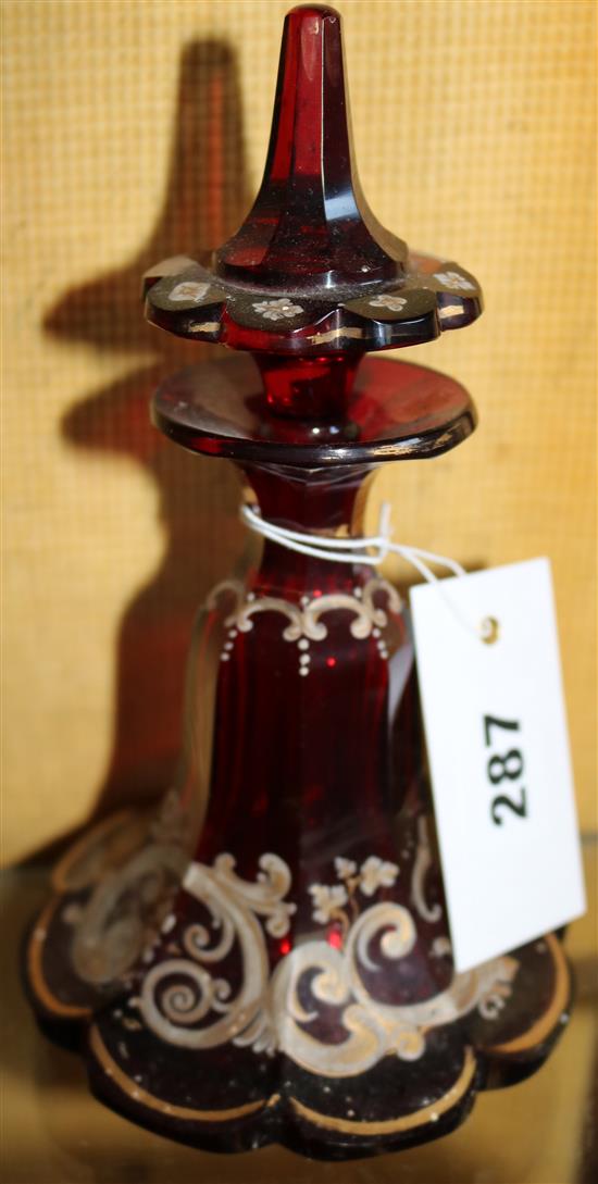 Bohemian ruby glass scent bottle and stopper